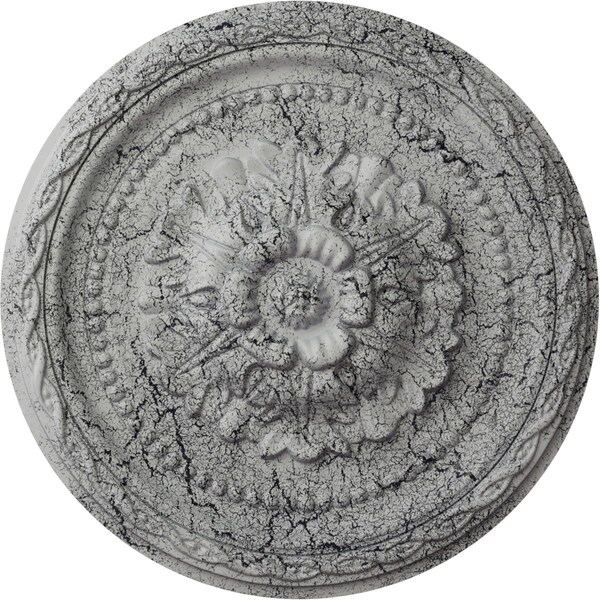 Ekena Millwork Palmetto Ceiling Medallion, Hand-Painted Ultra Pure White Crackle, 11 1/2"OD x 1"P CM11PAUWC - main